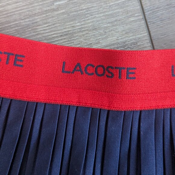 Lacoste Kids Pleated Skirt Elastic Waist Tennis Preppy Classic Navy Red 6 - Picture 3 of 6
